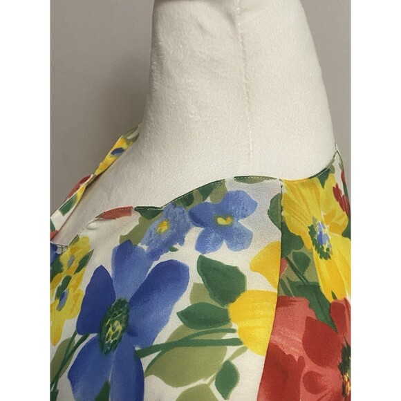 Vintage Womens Hawaiian Floral Cottagecore Sz 8 Cinched Waist Scalloped Hem 80’s - Picture 3 of 16